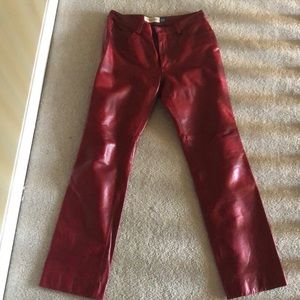 Red Leather 5-pocket pants